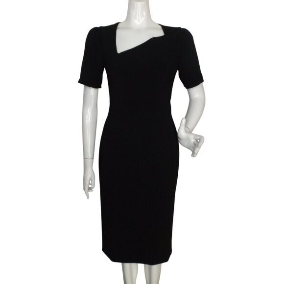DRESS THE POPULATION Dress, S, Black, Asymmetrical Neckline, Short sleeves, RUTH - Picture 1 of 14